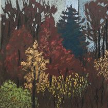 Fall on Sady, oil pastels, 35x70 cm, 2017, private collection - Poland